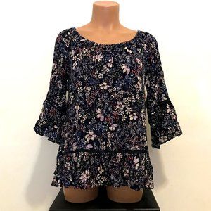 Fever Ruffle Floral Top Size M